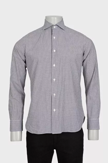 Men's straight shirt with a plaid print