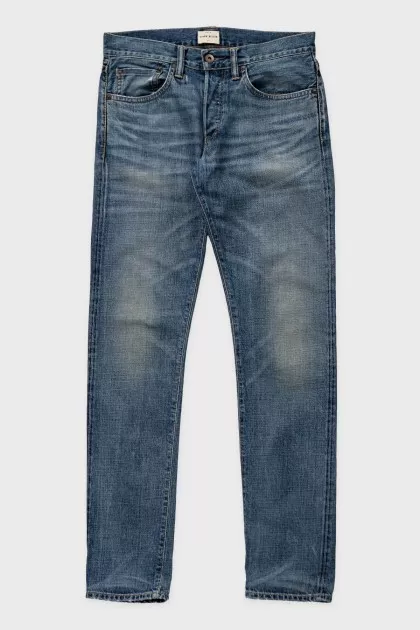 Men's blue skinny jeans with a distressed effect