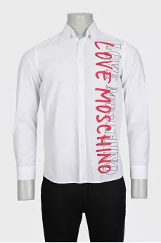 Men's white shirt with a signature print