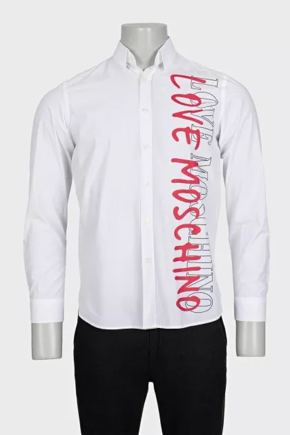 Men's white shirt with a signature print