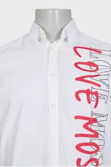 Men's white shirt with a signature print
