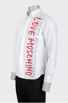 Men's white shirt with a signature print