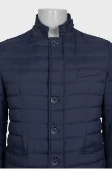 Dark blue men's quilted jacket with pockets