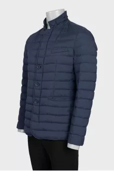Dark blue men's quilted jacket with pockets