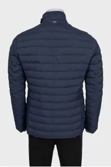 Dark blue men's quilted jacket with pockets