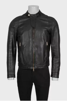 Men's leather jacket decorated with perforations