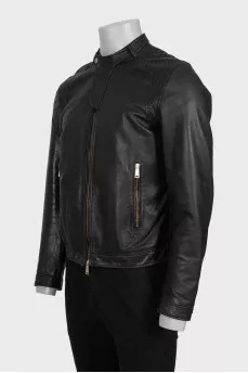 Men's leather jacket decorated with perforations