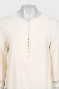 Beige dress with lace inserts