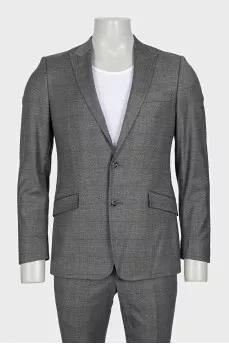 Men's gray single-breasted suit