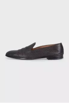 Men's brown woven leather shoes