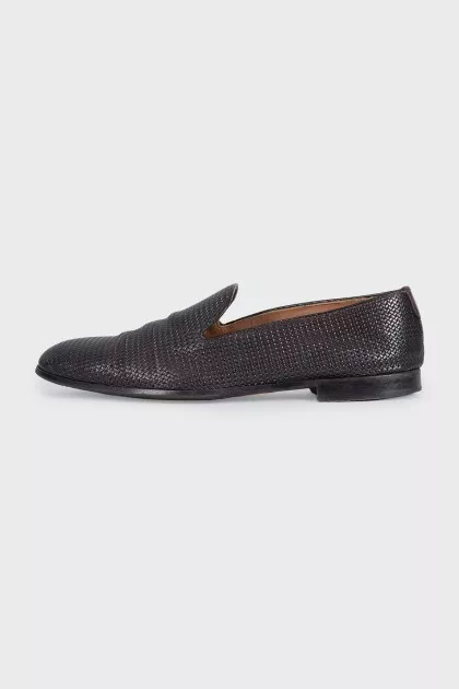 Men's brown woven leather shoes