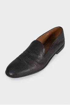 Men's brown woven leather shoes