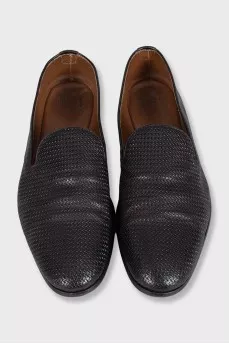 Men's brown woven leather shoes