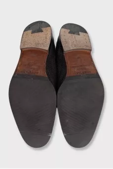 Men's brown woven leather shoes