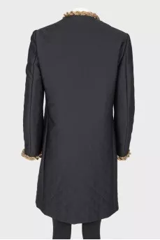 Quilted solid metal embellishments coat