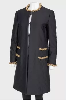 Quilted solid metal embellishments coat