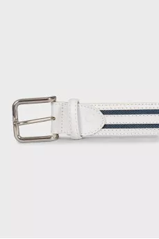 Men's white leather belt