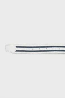Men's white leather belt