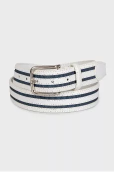 Men's white leather belt