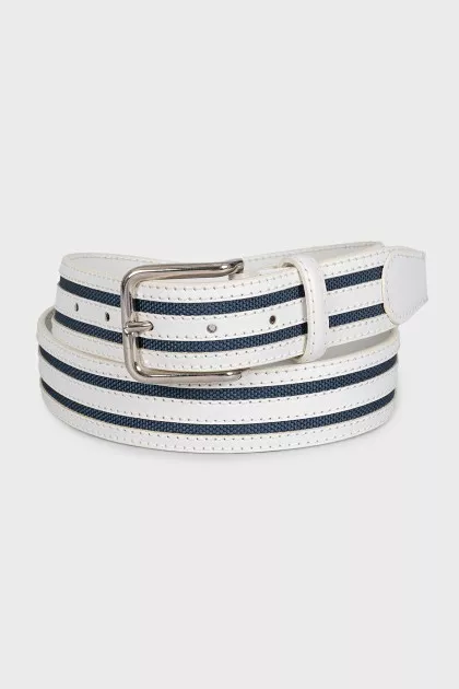 Men's white leather belt