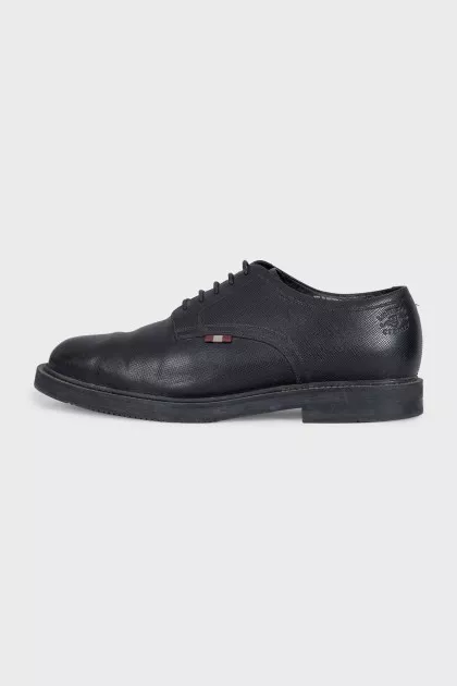 Men's insulated black leather shoes