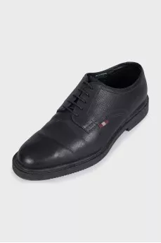 Men's insulated black leather shoes