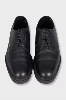 Men's insulated black leather shoes