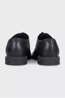 Men's insulated black leather shoes