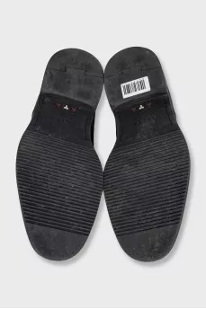 Men's insulated black leather shoes