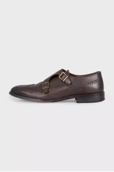 Men's brown leather brogues with buckles