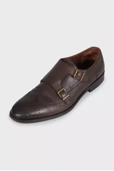Men's brown leather brogues with buckles