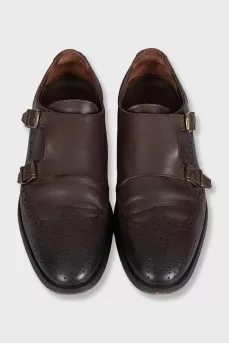 Men's brown leather brogues with buckles