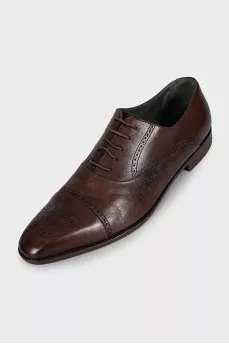 Men's leather lace-up shoes with perforations
