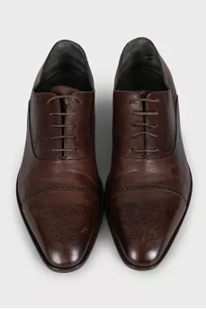 Men's leather lace-up shoes with perforations