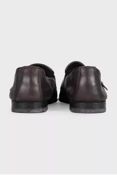 Men's brown leather shoes with buckles