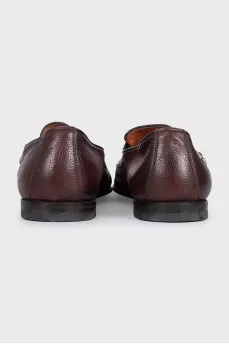 Men's brown leather monk shoes