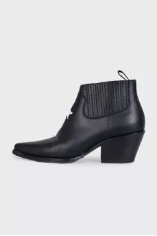 Short black leather Cossack boots