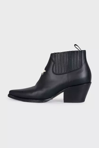 Short black leather Cossack boots