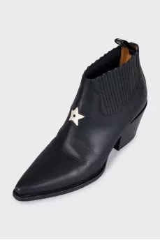 Short black leather Cossack boots
