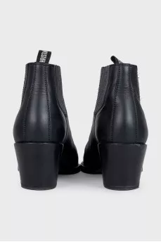 Short black leather Cossack boots