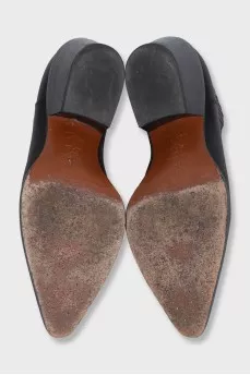 Short black leather Cossack boots