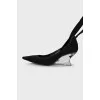 Transparent wedge shoes with laces