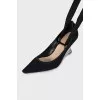 Transparent wedge shoes with laces