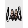 Transparent wedge shoes with laces