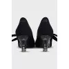 Transparent wedge shoes with laces