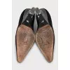 Transparent wedge shoes with laces