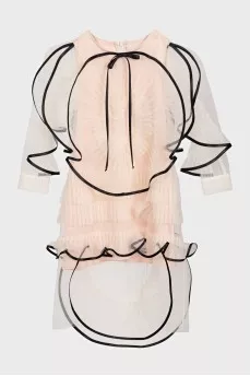 Beige dress with voluminous tulle decoration