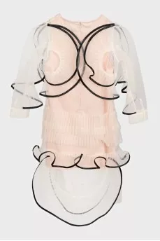 Beige dress with voluminous tulle decoration
