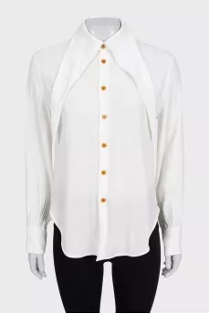 White straight shirt with ties