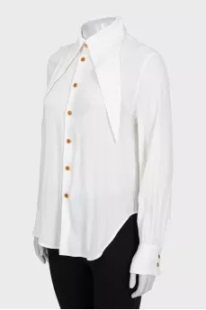 White straight shirt with ties